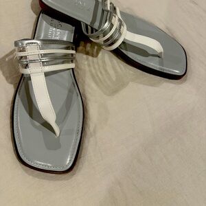 Elegant Silver and White Women's Sandals
